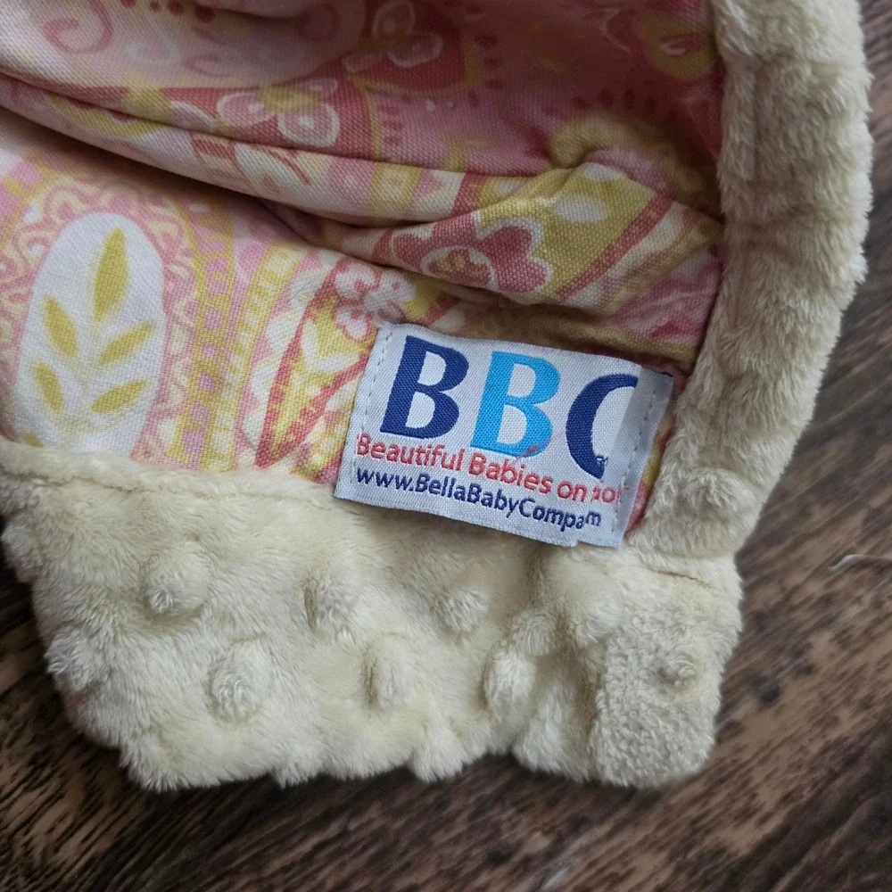 BELLA BABY COMPANY Car Seat Canopy Kids Pink Paisley Minky Dot Lining